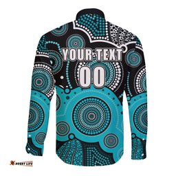 Custom Text And Number Brisbane Heat BBL Long Sleeve Button Shirt Aboriginal Patterns