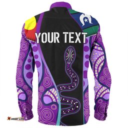 Amazing Aussie Australia Aboriginal Custom Purple Indigenous Rainbow Serpent Inspired Long Sleeve Shirt