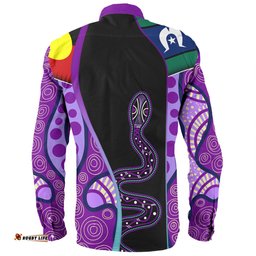 Amazing Aussie Australia Aboriginal Custom Purple Indigenous Rainbow Serpent Inspired Long Sleeve Shirt