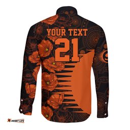 Scorchers Cricket Never Forget Custom Long Sleeve Button Shirt ANZAC Day with Poppy Aboriginal