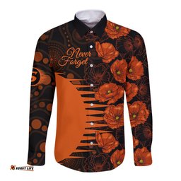Scorchers Cricket Never Forget Custom Long Sleeve Button Shirt ANZAC Day with Poppy Aboriginal