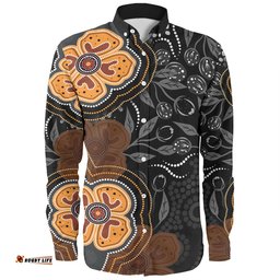 Amazing Aussie Australia Aboriginal Aboriginal Dot Art With Bush Flowers Long Sleeve Shirt