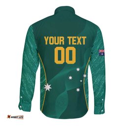 Custom Baseball Australia Long Sleeve Button Shirt Go Champions - Aussie Kangaroo Mascot
