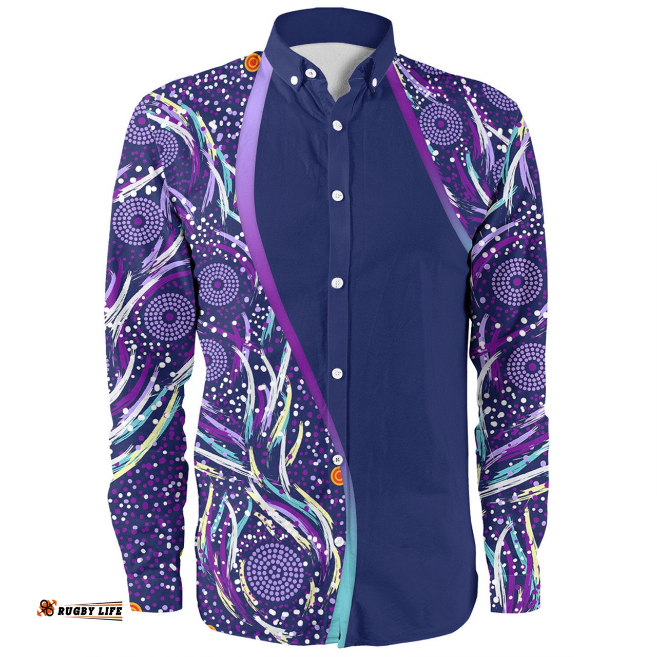Amazing Aussie Australia Aboriginal Custom Purple Dot Dreamtime Long Sleeve Shirt