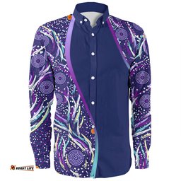 Amazing Aussie Australia Aboriginal Custom Purple Dot Dreamtime Long Sleeve Shirt