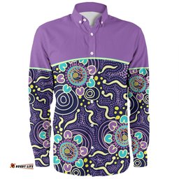 Amazing Aussie Australia Aboriginal Custom Purple Painting With Aboriginal Inspired Dot Long Sleeve Shirt