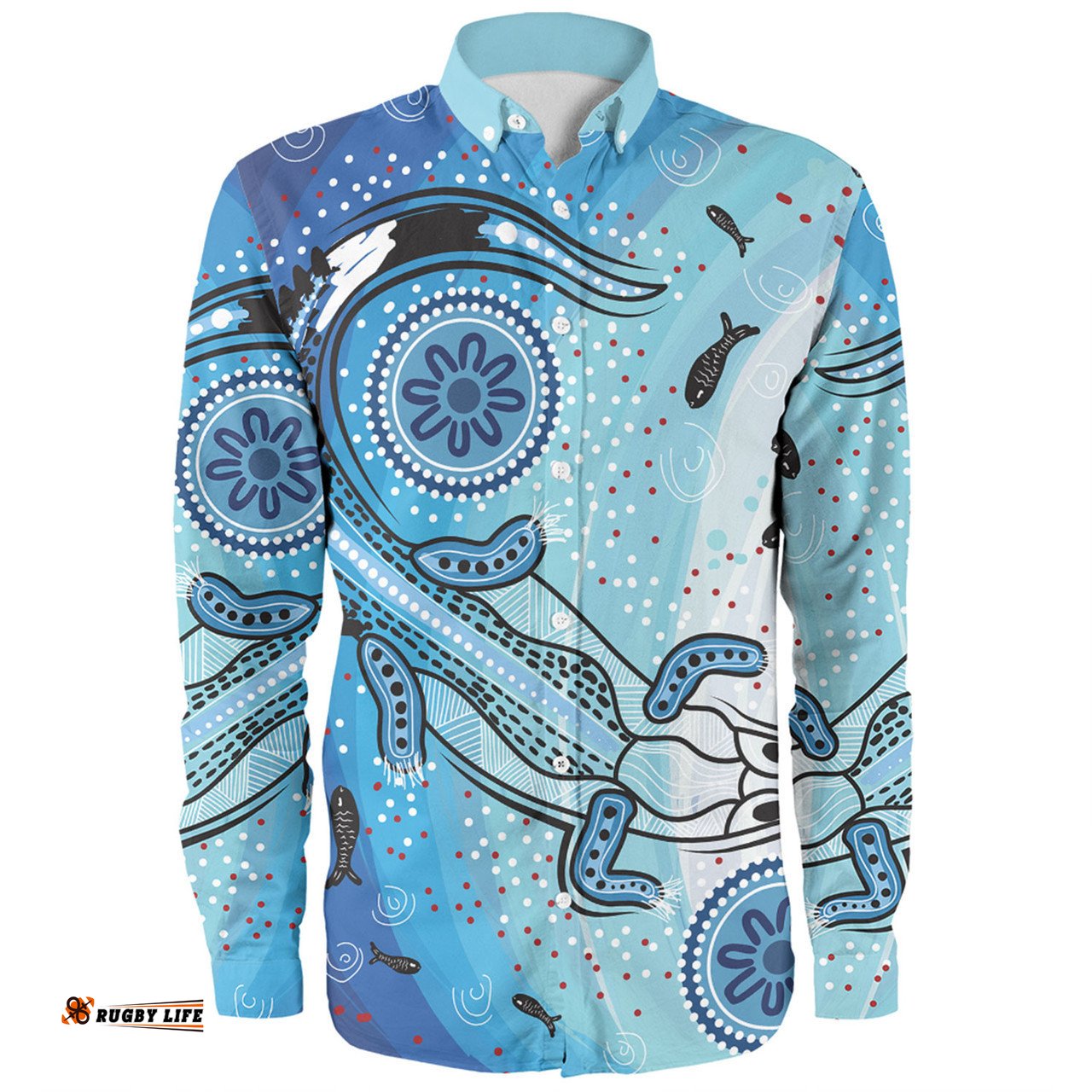 Amazing Aussie Australia Dot Painting Inspired Aboriginal Aboriginal Dot Art With Crocodile Long Sleeve Shirt