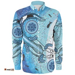 Amazing Aussie Australia Dot Painting Inspired Aboriginal Aboriginal Dot Art With Crocodile Long Sleeve Shirt