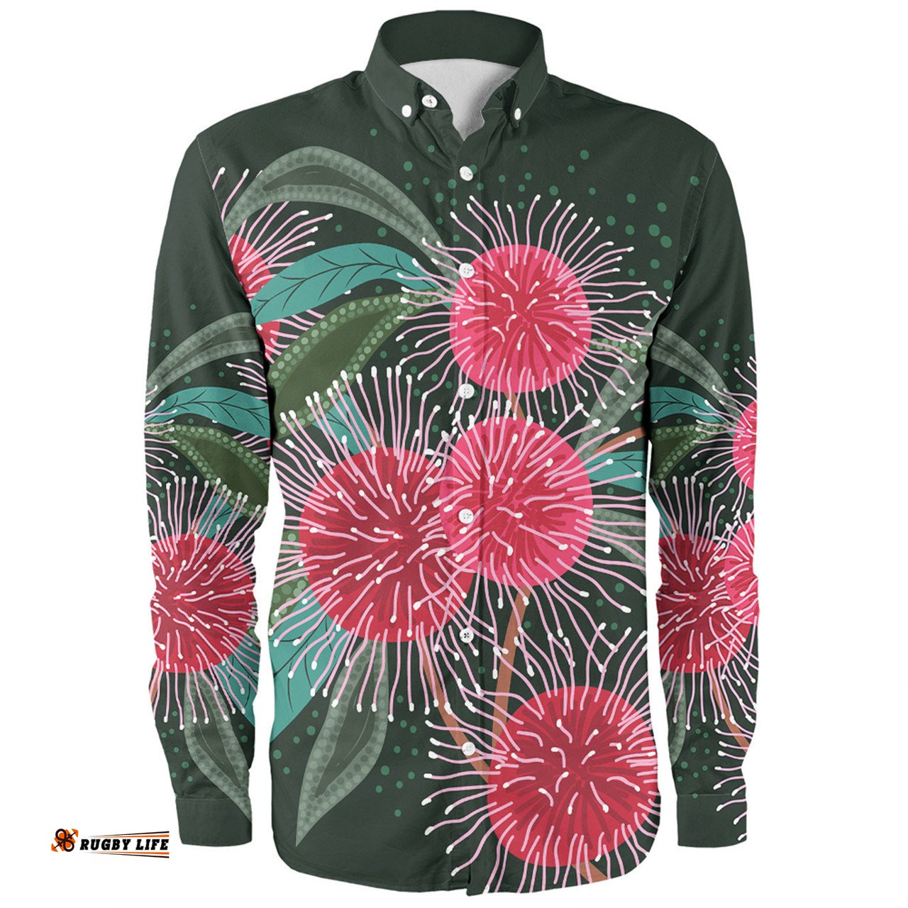 Amazing Aussie Australia Aboriginal Australian Hakea Flowers Painting In Aboriginal Style Long Sleeve Shirt