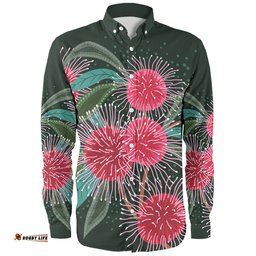 Amazing Aussie Australia Aboriginal Australian Hakea Flowers Painting In Aboriginal Style Long Sleeve Shirt