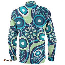 Amazing Aussie Australia Aboriginal Blue Aboriginal Dot Art Inspired Long Sleeve Shirt