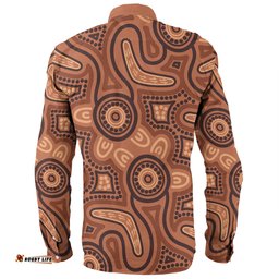 Amazing Aussie Australia Dot Painting Inspired Aboriginal Brown Aboriginal Australian Art With Boomerang Long Sleeve Shirt