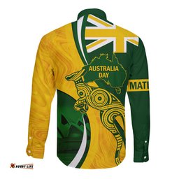 Matildas Soccer Long Sleeve Button Shirt 2024 Happy Australia Day Kangaroo Aussie Proud - National Color