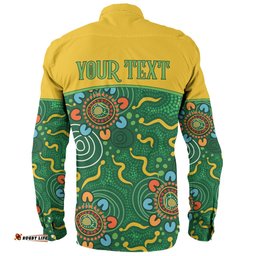 Amazing Aussie Australia Aboriginal Custom Green Painting With Aboriginal Inspired Dot Long Sleeve Shirt