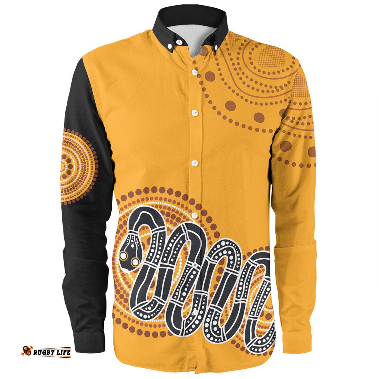 Amazing Aussie Australia Aboriginal Custom Orange Rainbow Serpent Dreaming Inspired Long Sleeve Shirt