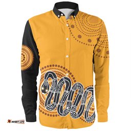 Amazing Aussie Australia Aboriginal Custom Orange Rainbow Serpent Dreaming Inspired Long Sleeve Shirt