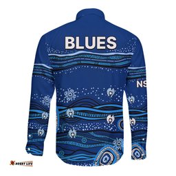 NSW Blues Rugby Long Sleeve Button Shirt Aboriginal Indigenous