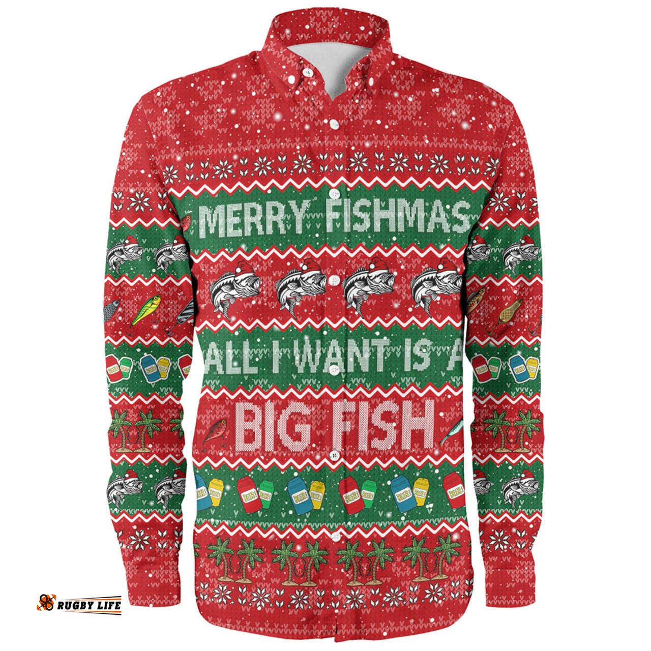Amazing Aussie Australia Christmas Custom Merry Fishmas All I Want is a Big Fish Long Sleeve Shirt