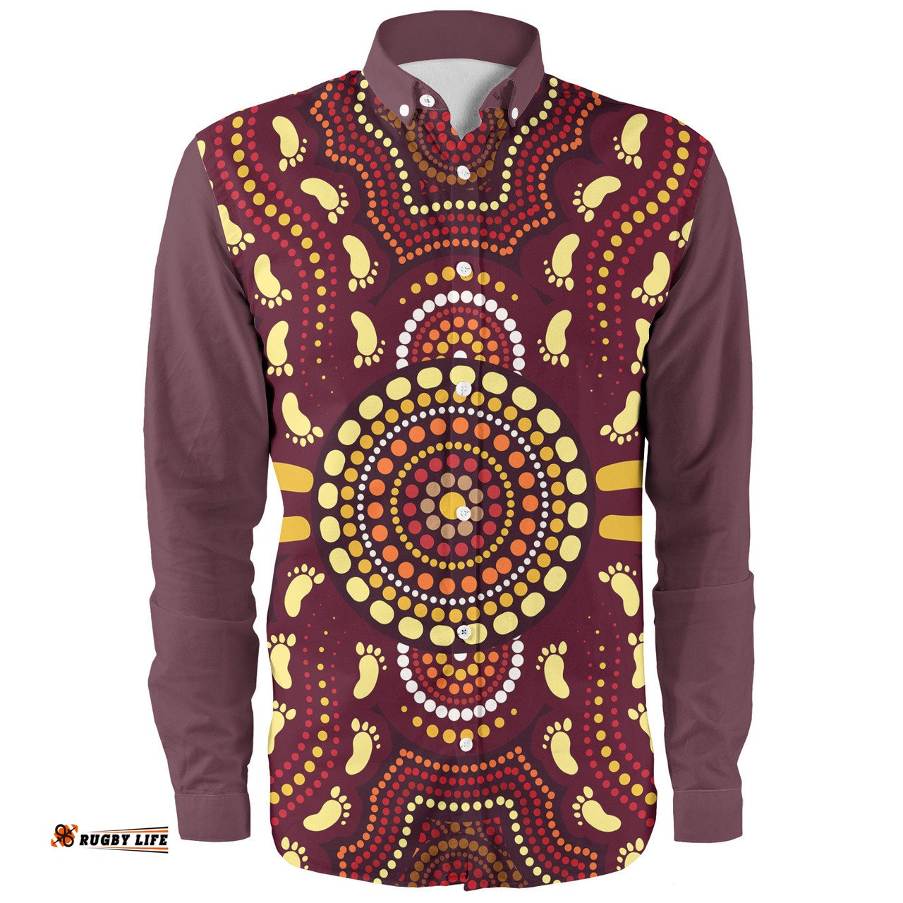 Amazing Aussie Australia Aboriginal Inspired Aboriginal Footprint Art Long Sleeve Shirt