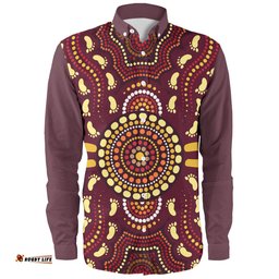 Amazing Aussie Australia Aboriginal Inspired Aboriginal Footprint Art Long Sleeve Shirt