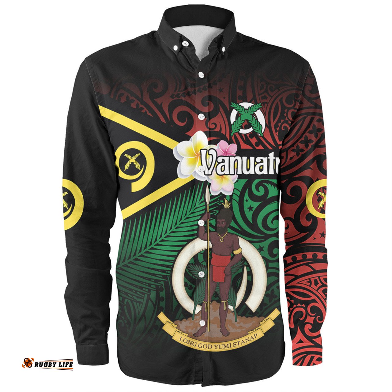 Amazing Aussie Australia South Sea Islanders Vanuatu Special Original Flag In Polynesian Style Long Sleeve Shirt