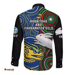 Rabbitohs Mix Eels Rugby Long Sleeve Button Shirt Souths And Parra Indigenous