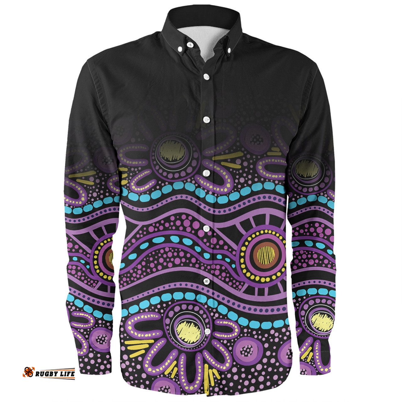 Amazing Aussie Australia Aboriginal Custom Purple Dot In Aboriginal Style Long Sleeve Shirt