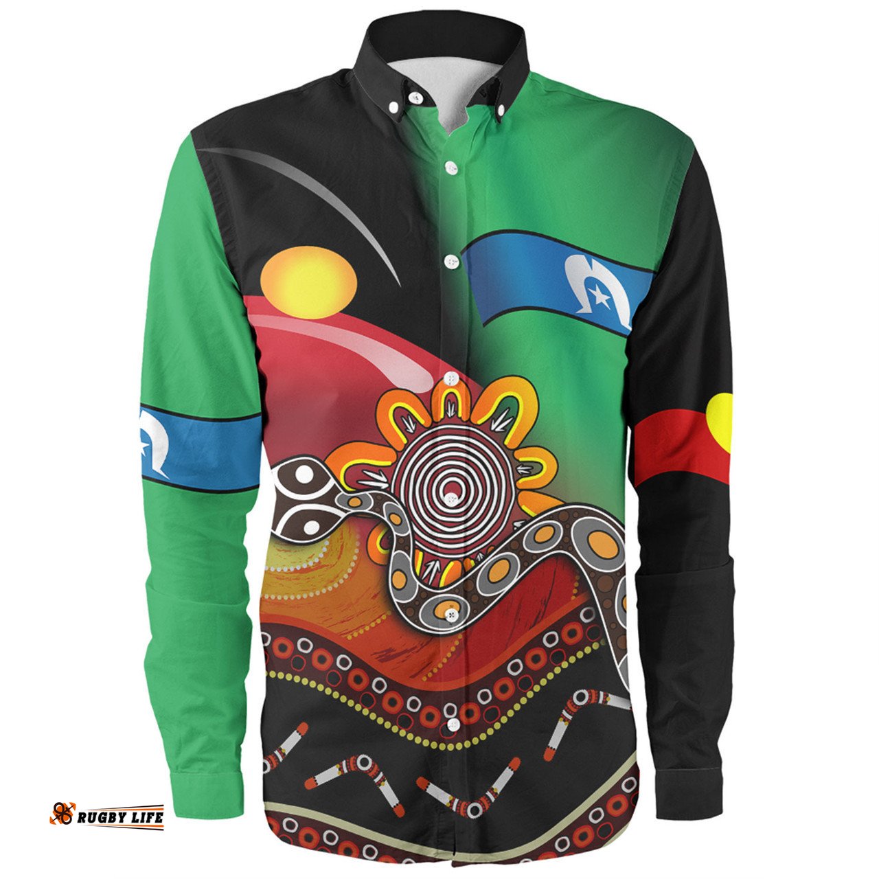 Amazing Aussie Australia Aboriginal Custom The Rainbow Serpent Dreamtime Give Shape To The Earth Long Sleeve Shirt