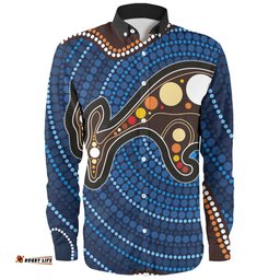Amazing Aussie Australia Aboriginal Inspired Aboriginal Kangaroo Art Long Sleeve Shirt