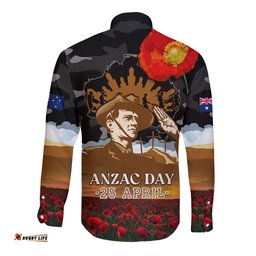 Australia ANZAC Day Long Sleeve Button Shirt Lest We Forget Australian Army Corps