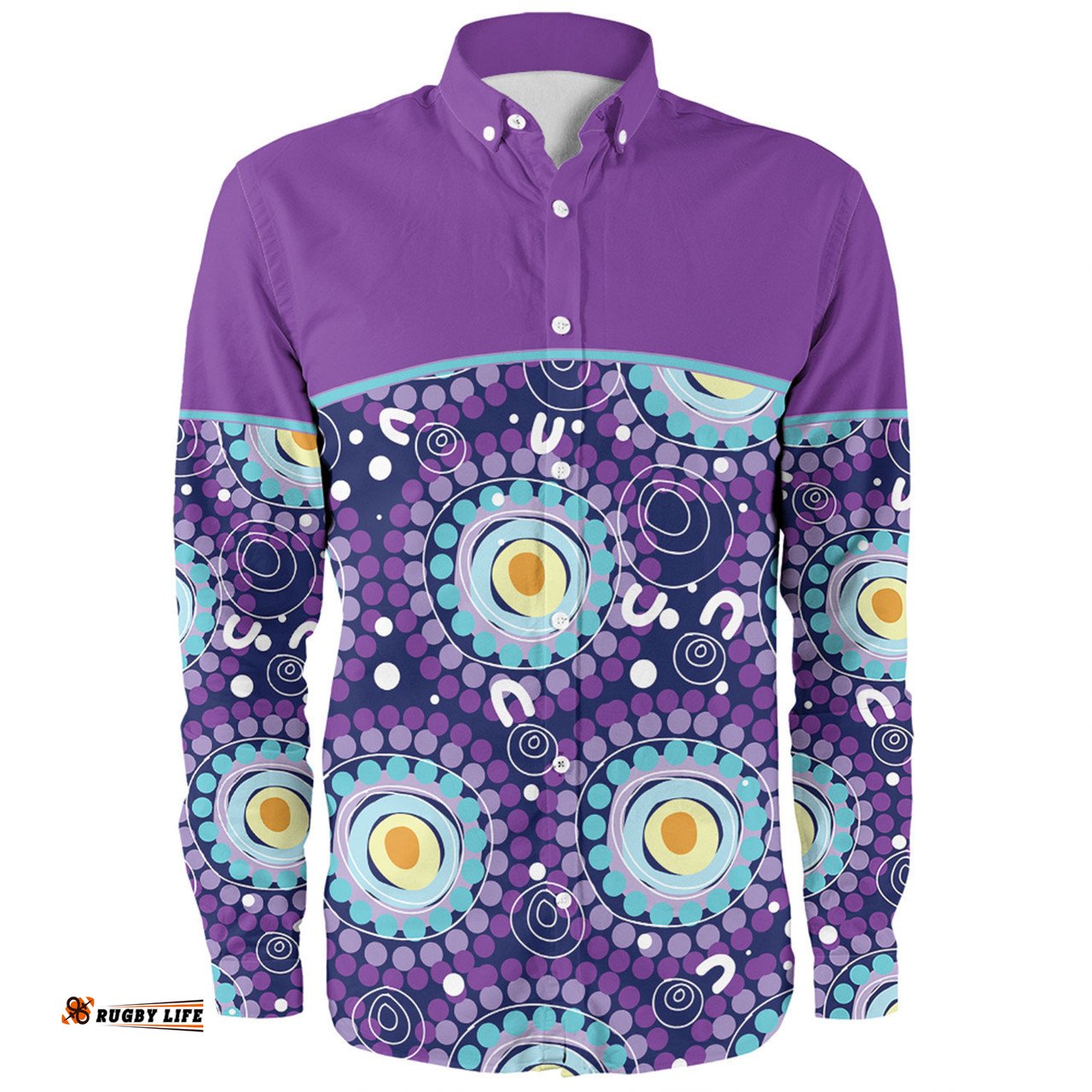 Amazing Aussie Australia Aboriginal Custom Purple Abstract Seamless Pattern With Aboriginal Inspired Long Sleeve Shirt