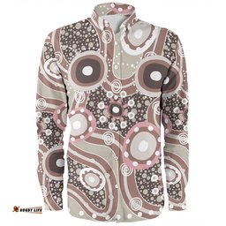 Amazing Aussie Australia Aboriginal Brown Aboriginal Dot Art Inspired Long Sleeve Shirt