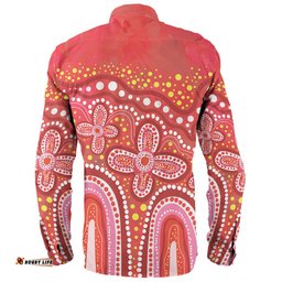 Amazing Aussie Australia Aboriginal Dot painting illustration in Aboriginal style Red Long Sleeve Shirt