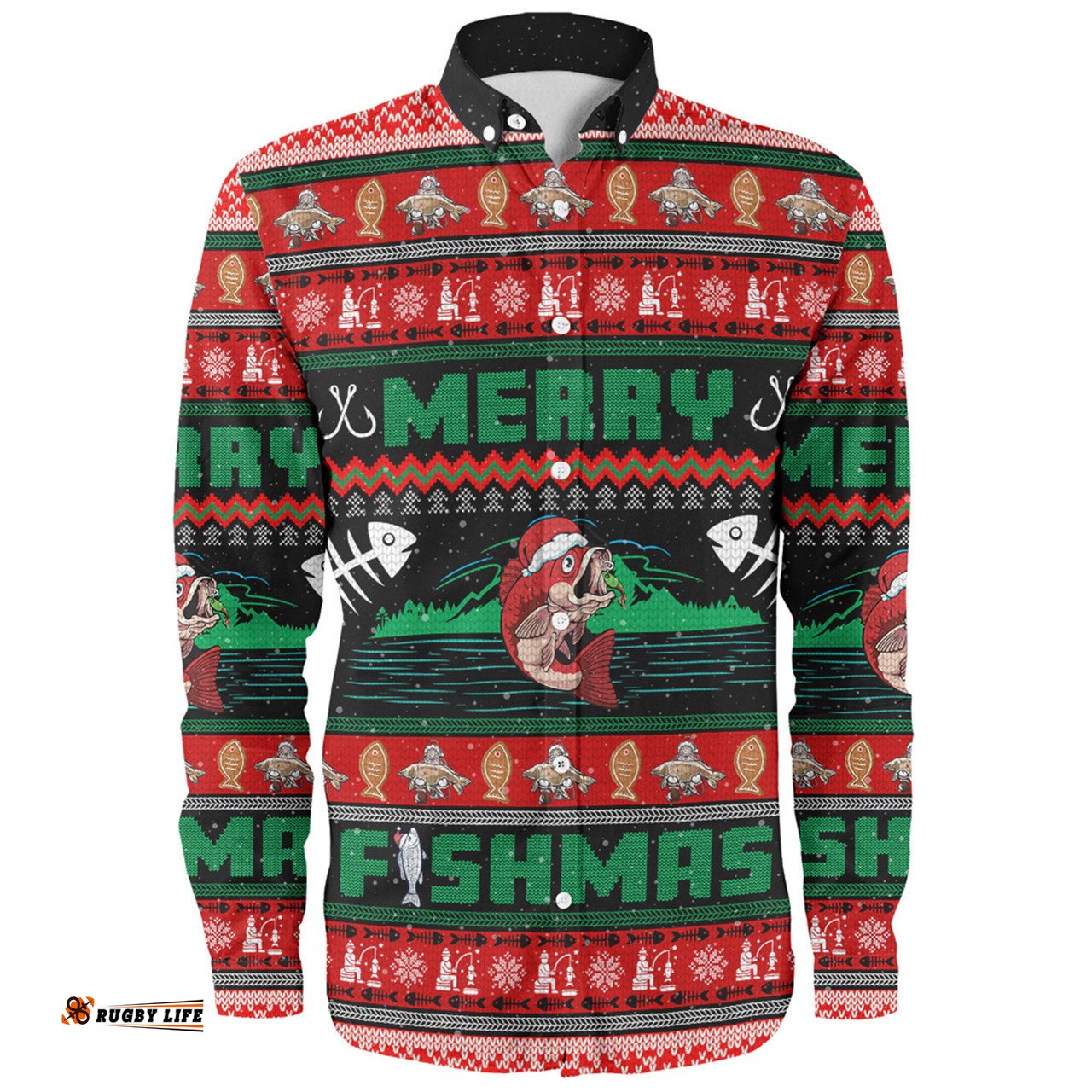 Amazing Aussie Australia Christmas Fishing Custom Merry Ugly Fishmas Long Sleeve Shirt