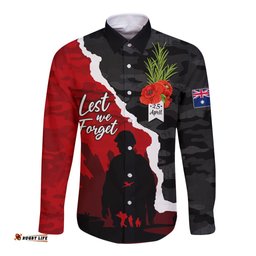 Anzac Day Camouflage Long Sleeve Button Shirt Ode of Remembrance