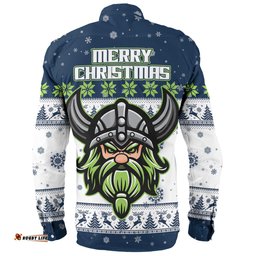 Canberra Raiders Christmas Custom Long Sleeve Button Shirt - Special Ugly Christmas Long Sleeve Button Shirt