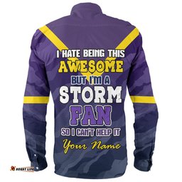 Melbourne Storm Custom Long Sleeve Button Shirt - I Hate Being This Awesome But Melbourne Storm Long Sleeve Button Shirt