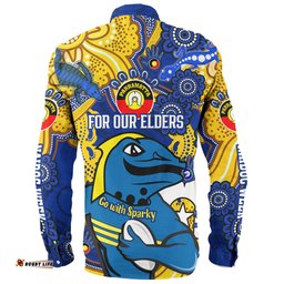 Parramatta Eels Naidoc Week Custom Long Sleeve Button Shirt - For Our Elders Go With Sparky Shirt