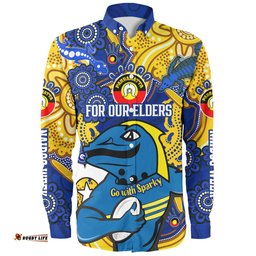 Parramatta Eels Naidoc Week Custom Long Sleeve Button Shirt - For Our Elders Go With Sparky Shirt