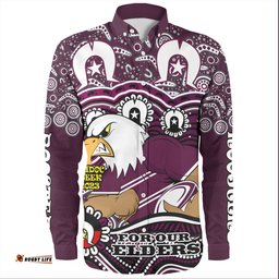 Manly Warringah Sea Eagles Long Sleeve Button Shirt - Aboriginal Inspired For Our Elders NAIDOC Week 2023
