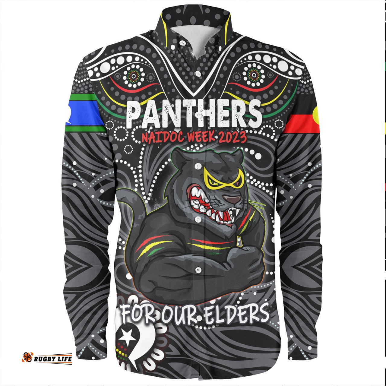 Penrith Panthers Naidoc Week Long Sleeve Button Shirt - Aboriginal For Our Elder NAIDOC Week 2023