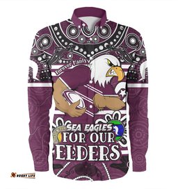 Manly Warringah Sea Eagles Custom Long Sleeve Button Shirts - Manly Warringah Sea Eagles For Our Elders Long Sleeve Button Shirts