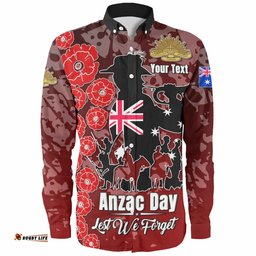 Australia Anzac Custom Long Sleeve Button Shirt - Lest We Forget Red Style Shirt