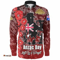 Australia Anzac Custom Long Sleeve Button Shirt - Lest We Forget Red Style Shirt