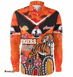 Wests Tigers Anzac Day Custom Long Sleeve Button Shirt - Tigers Anzac Quotes Shirt