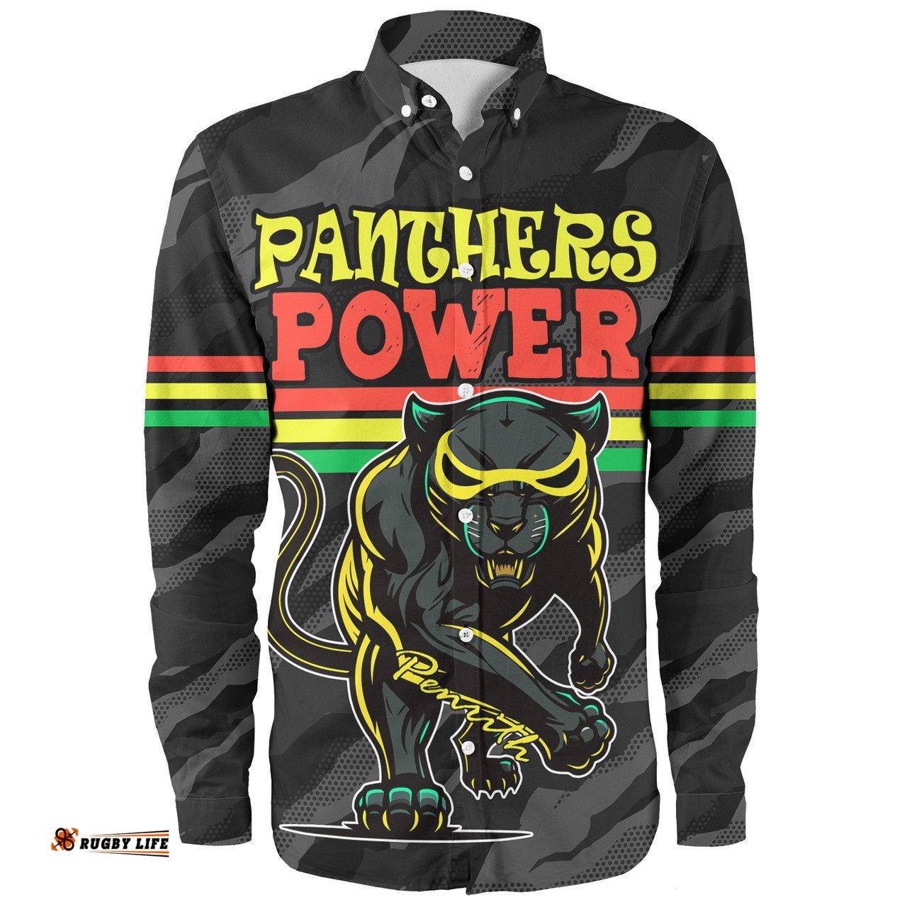 Penrith Panthers Custom Long Sleeve Button Shirt - Panther Supporter Long Sleeve Button Shirt