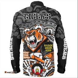 Wests Tigers Naidoc Week Long Sleeve Button Shirt - Aboriginal Inspired For Our Elders NAIDOC Week 2023