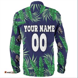 New Zealand Warriors Custom Long Sleeve Button Shirt - Tropical Patterns Warriors Long Sleeve Button Shirt