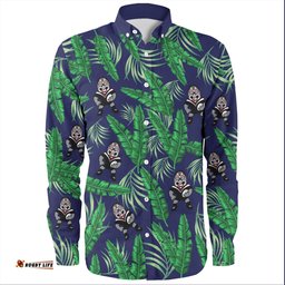 New Zealand Warriors Custom Long Sleeve Button Shirt - Tropical Patterns Warriors Long Sleeve Button Shirt