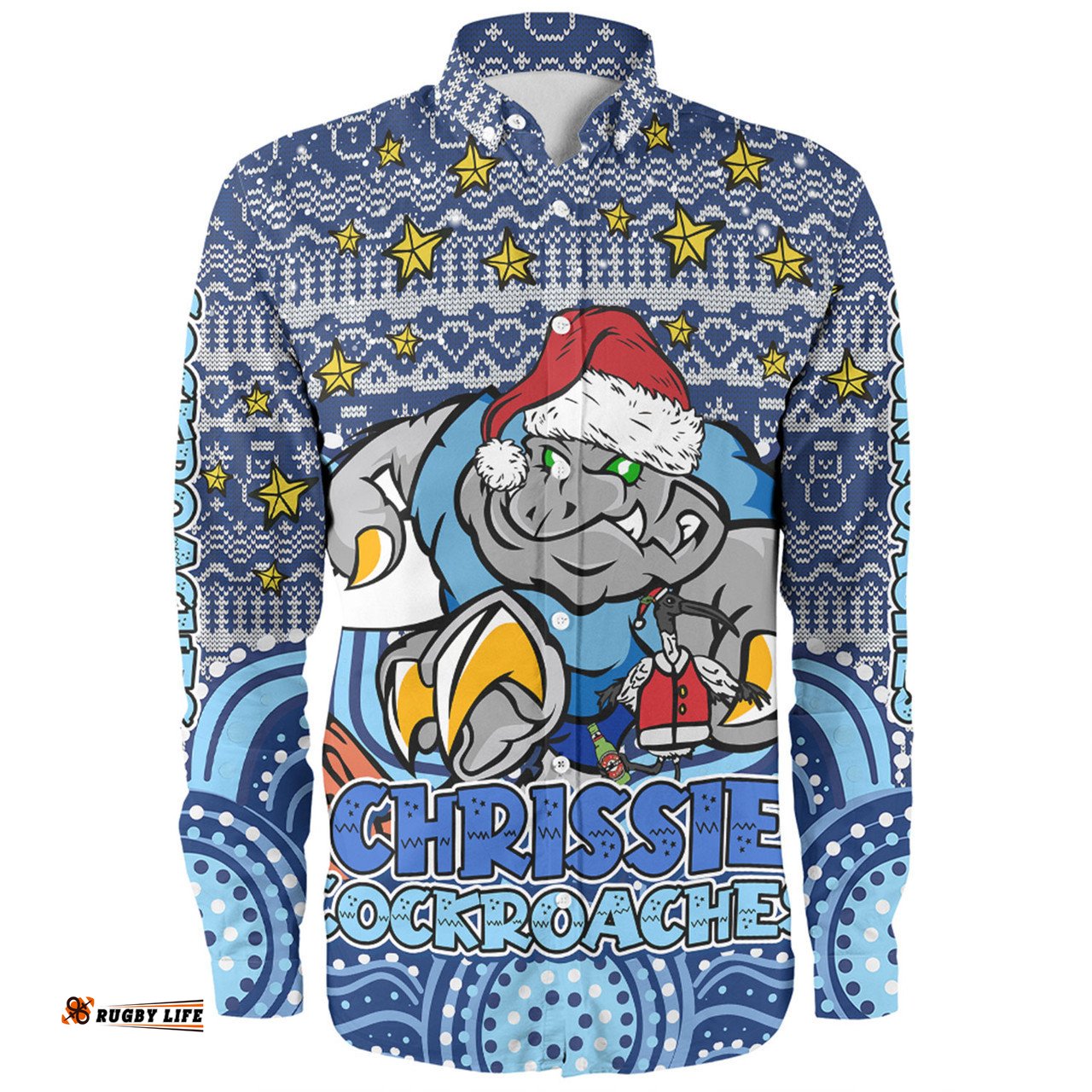 New South Wales Cockroaches Christmas Custom Long Sleeve Button Shirt - Christmas Knit Patterns Vintage Jersey Ugly Long Sleeve Button Shirt
